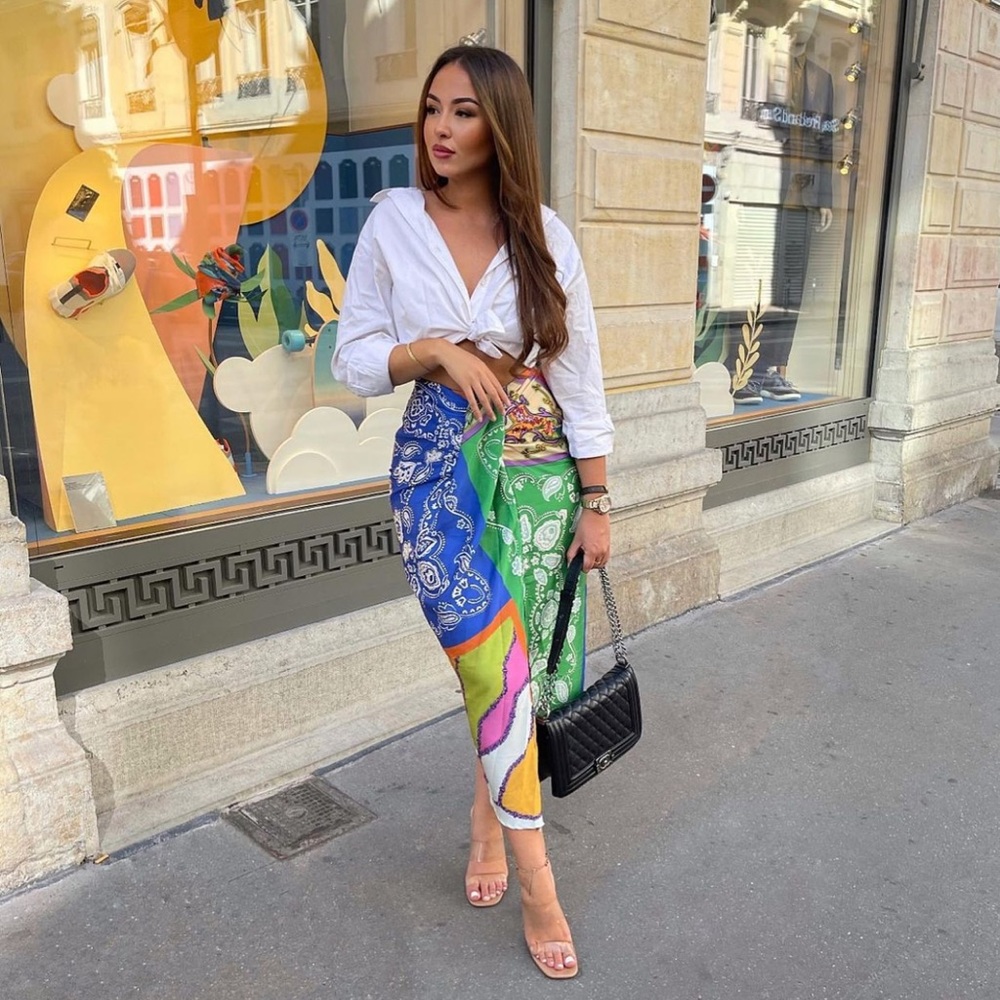 Zara printed knot skirt